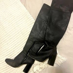 Faux Leather Over the Knee Boots